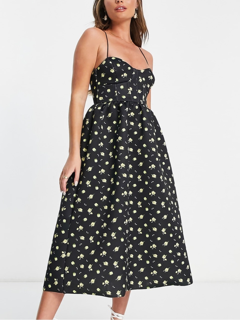ASOS Black and Yellow Floral Dress